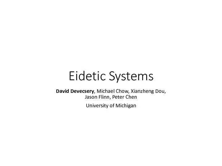 Eidetic Systems