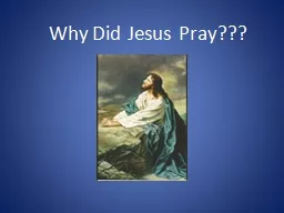 Why Did Jesus Pray???
