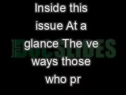 Inside this issue At a glance The ve ways those who pr