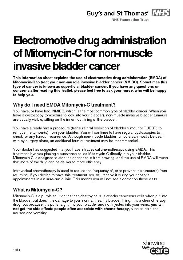 Electromotive drug administration of Mitomycin-C for non-muscle invasi