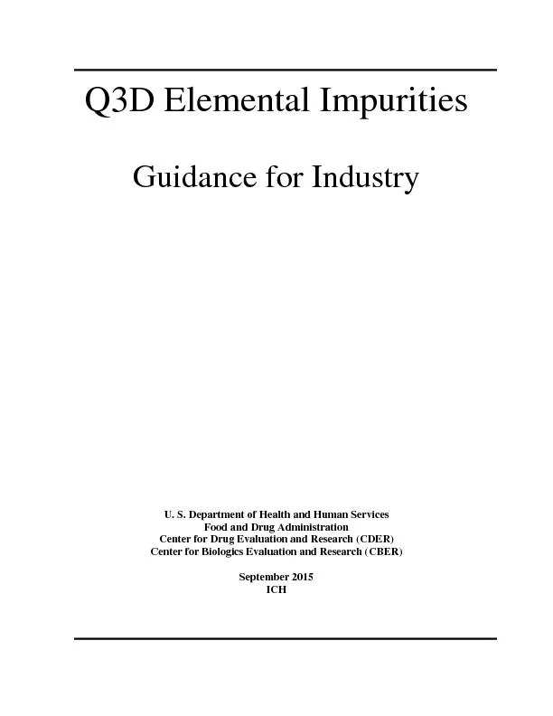 Q3DElemental ImpuritiesGuidance for IndustryU. S. Department of Health