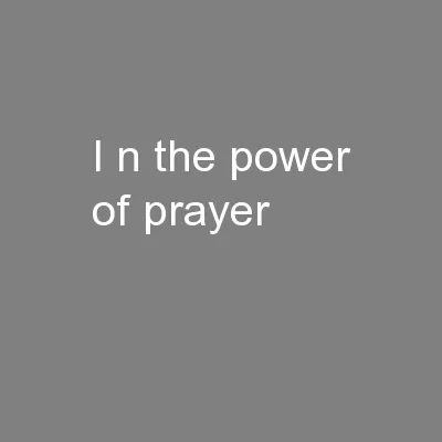 i n the power of prayer