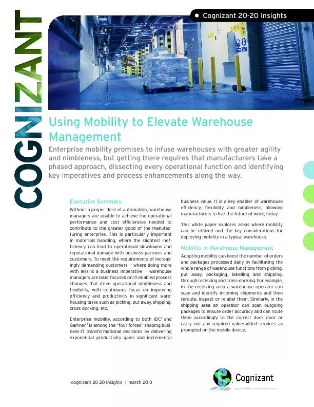 Using Mobility to Elevate Warehouse
