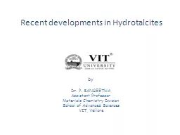 Recent developments in Hydrotalcites
