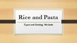 Rice and Pasta