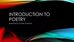 INTRODUCTION TO poetry