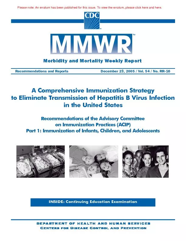 Morbidity and Mortality Weekly ReportRecommendations and ReportsDecemb