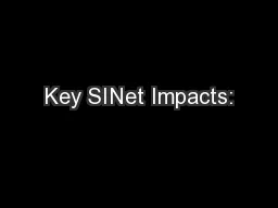 Key SINet Impacts: