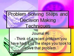 Problem Solving Steps and Decision Making Techniques