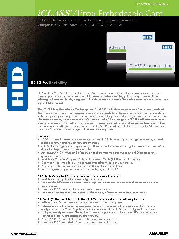 HID’s  13.56 MHz Embeddable read/write contactless smart card tec