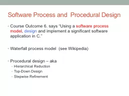 Software Process and  Procedural Design