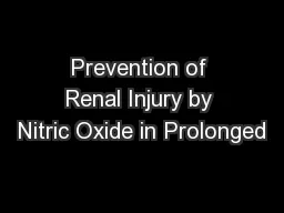 Prevention of Renal Injury by Nitric Oxide in Prolonged