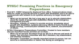 NYSILC Promising Practices in Emergency Preparedness