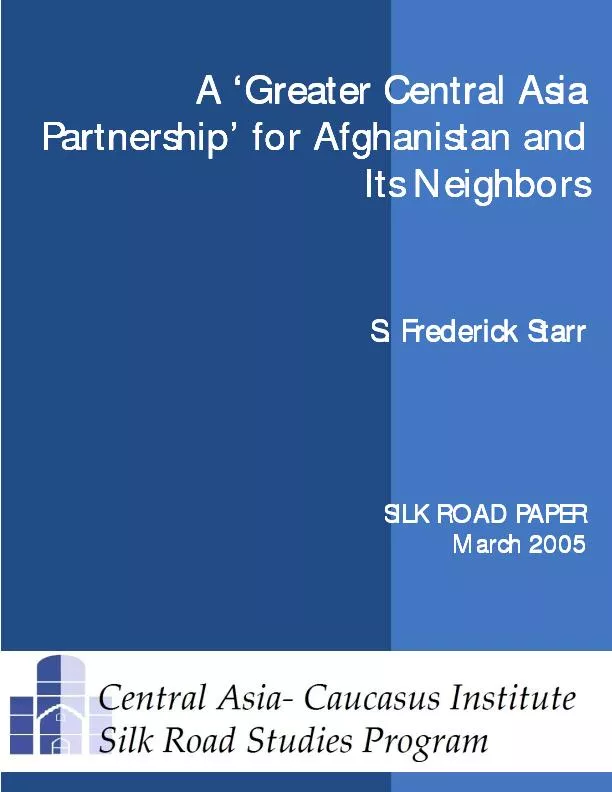 A ‘Greater Central Asia Partnership’ for Afghanistan and Its