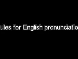 Rules for English pronunciation