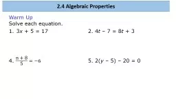 2.4 Algebraic Properties