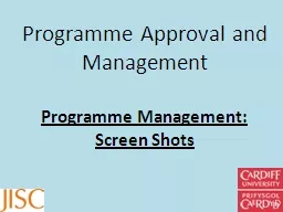 Programme Approval and Management