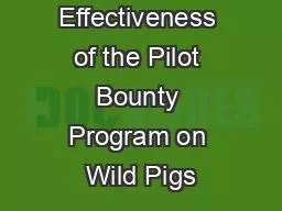 Effectiveness of the Pilot Bounty Program on Wild Pigs