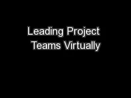 Leading Project Teams Virtually