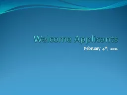 Welcome Applicants