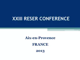 XXIII RESER CONFERENCE