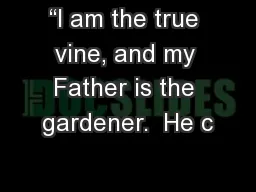 “I am the true vine, and my Father is the gardener.  He c