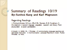 Summary of Readings 10/19