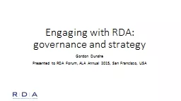 RDA progress on governance and strategy