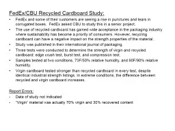 FedEx/CBU Recycled Cardboard Study: