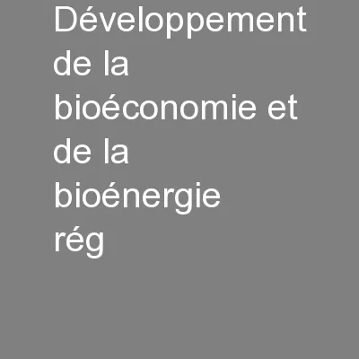 Développement de la bioéconomie et de la bioénergie rég
