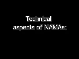 Technical aspects of NAMAs: