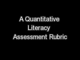 A Quantitative Literacy Assessment Rubric