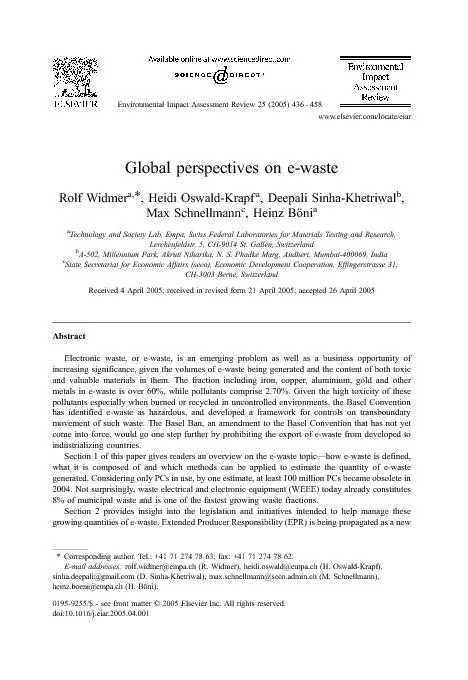 Globalperspectivesone-wasteRolfWidmer,HeidiOswald-Krapf,DeepaliSinha-K
