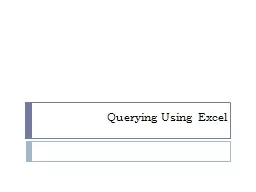 Querying Using Excel