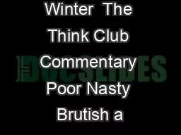 Winter  The Think Club Commentary Poor Nasty Brutish a