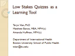 Low Stakes Quizzes as a Learning Tool