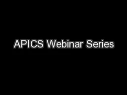 APICS Webinar Series