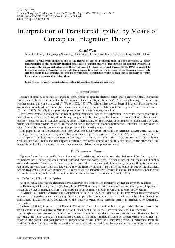 Index Termsransferred epithetconceptual integrationblending framework