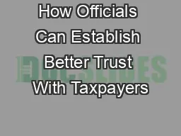 How Officials Can Establish Better Trust With Taxpayers