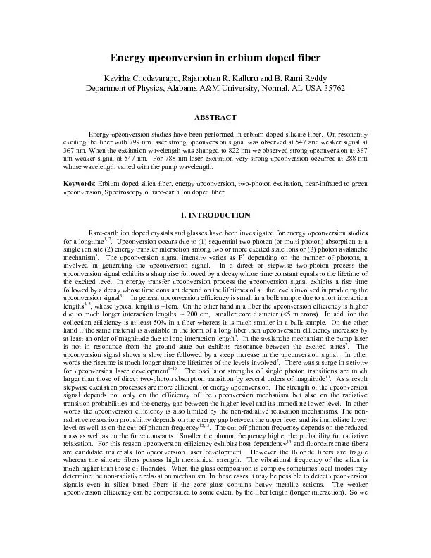 are interested in studying the upconversion mechanisms in a silica bas