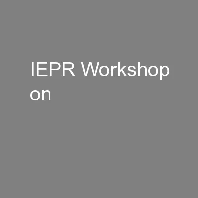 IEPR Workshop on