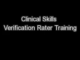 Clinical Skills Verification Rater Training