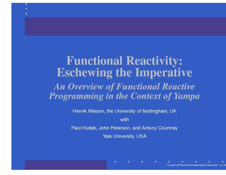 FunctionalReactivity:EschewingtheImperativeAnOverviewofFunctionalReact