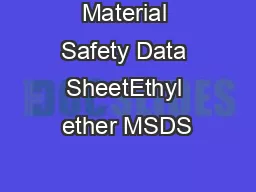 Material Safety Data SheetEthyl ether MSDS