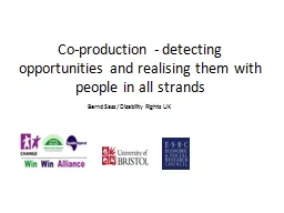 Co-production - detecting opportunities and realising them