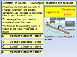 Numeracy in Science – Rearranging