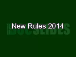 New Rules 2014