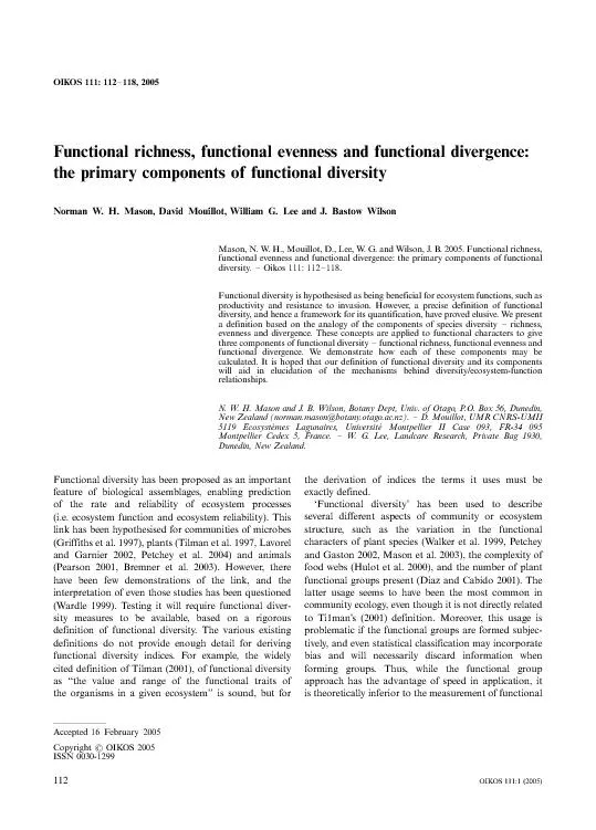 Functionalrichness,functionalevennessandfunctionaldivergence:theprimar
