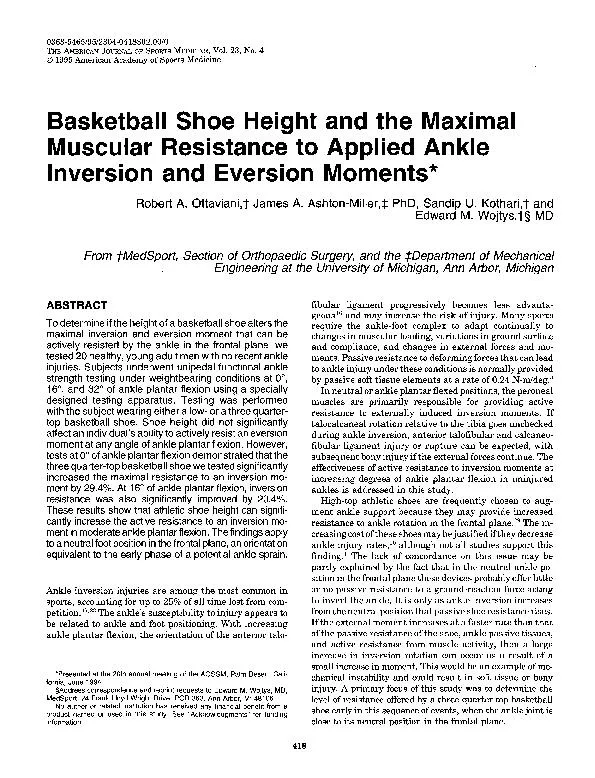 418Shoe Height and the MaximalMuscular Resistance to Applied AnkleInve