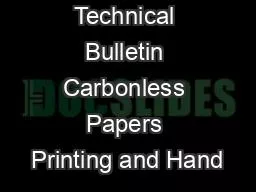 Technical Bulletin Carbonless Papers Printing and Hand